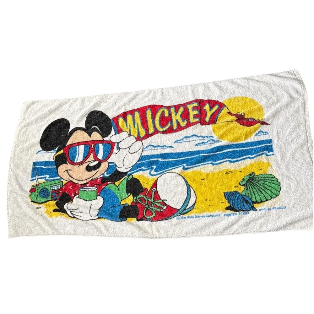 Vintage Jay Franco Walt Disney Mickey Mouse Chilling At The Beach Towel 53x27